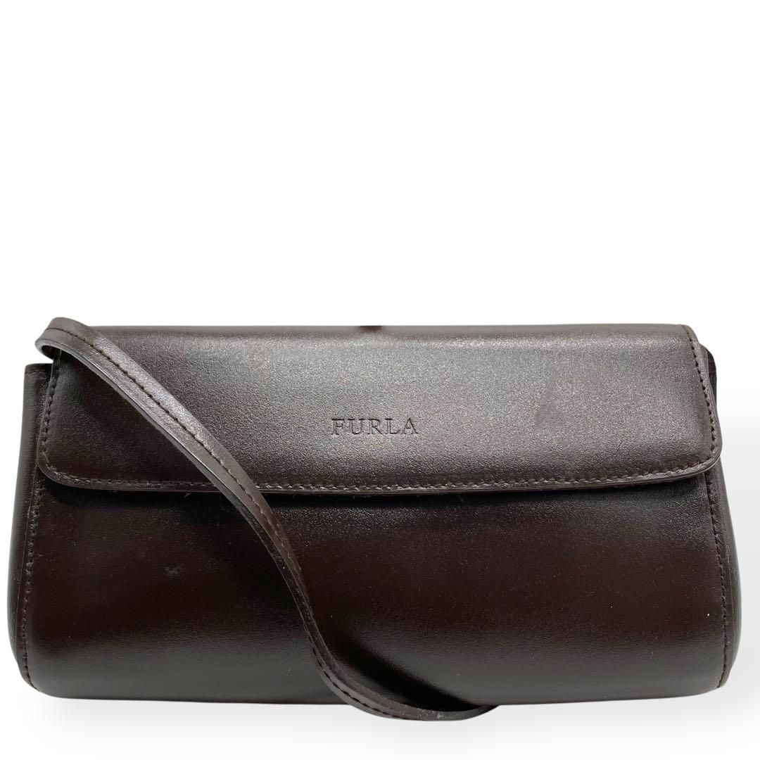 【美品】FURLA フルラ ショルダーバッグ レザー ブラウン シボ革 極美品 FURLA フルラ ショルダーバッグ レザー ブラウン 斜