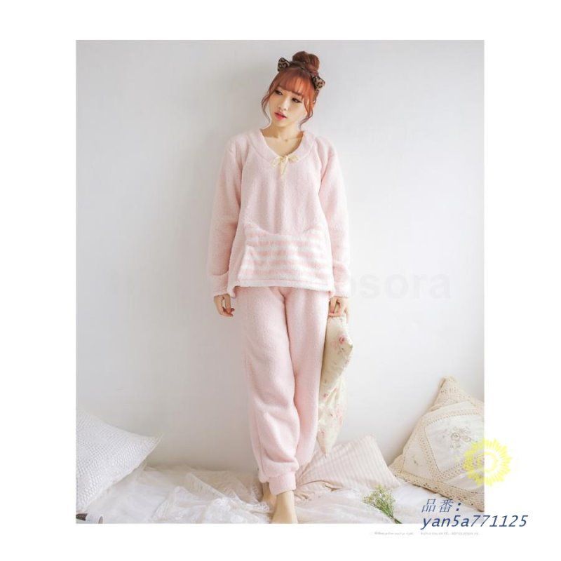 パジャマ レディース 冬 あったか アニマル バイル地 女性 寝間着 厚手 婦人服 ルームウエア 部屋着 ネコ 大きいサイズ モコモコ 保温 yan5a771125