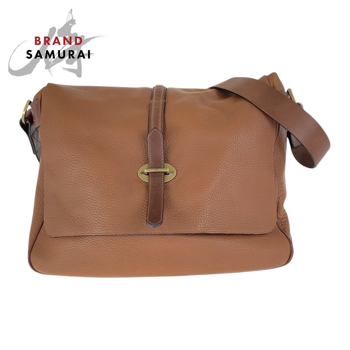 美品 MULBERRY マルベリー ブラウン ゴールド金具 レザー 斜め掛け 