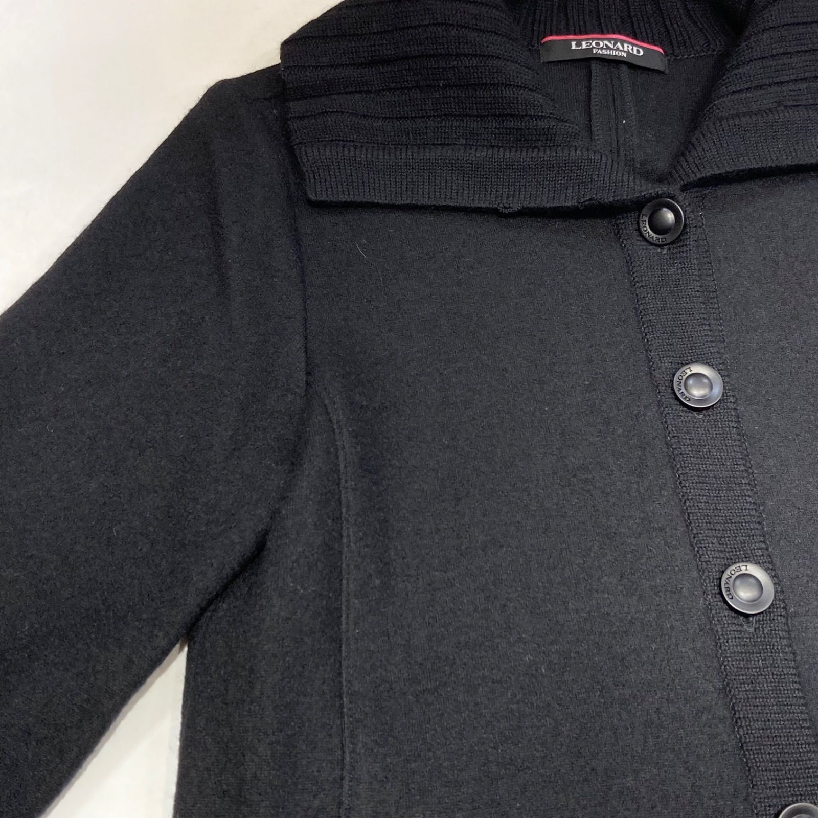 LEONARD FASHION レオナール ファッション ウールロングカーディガン