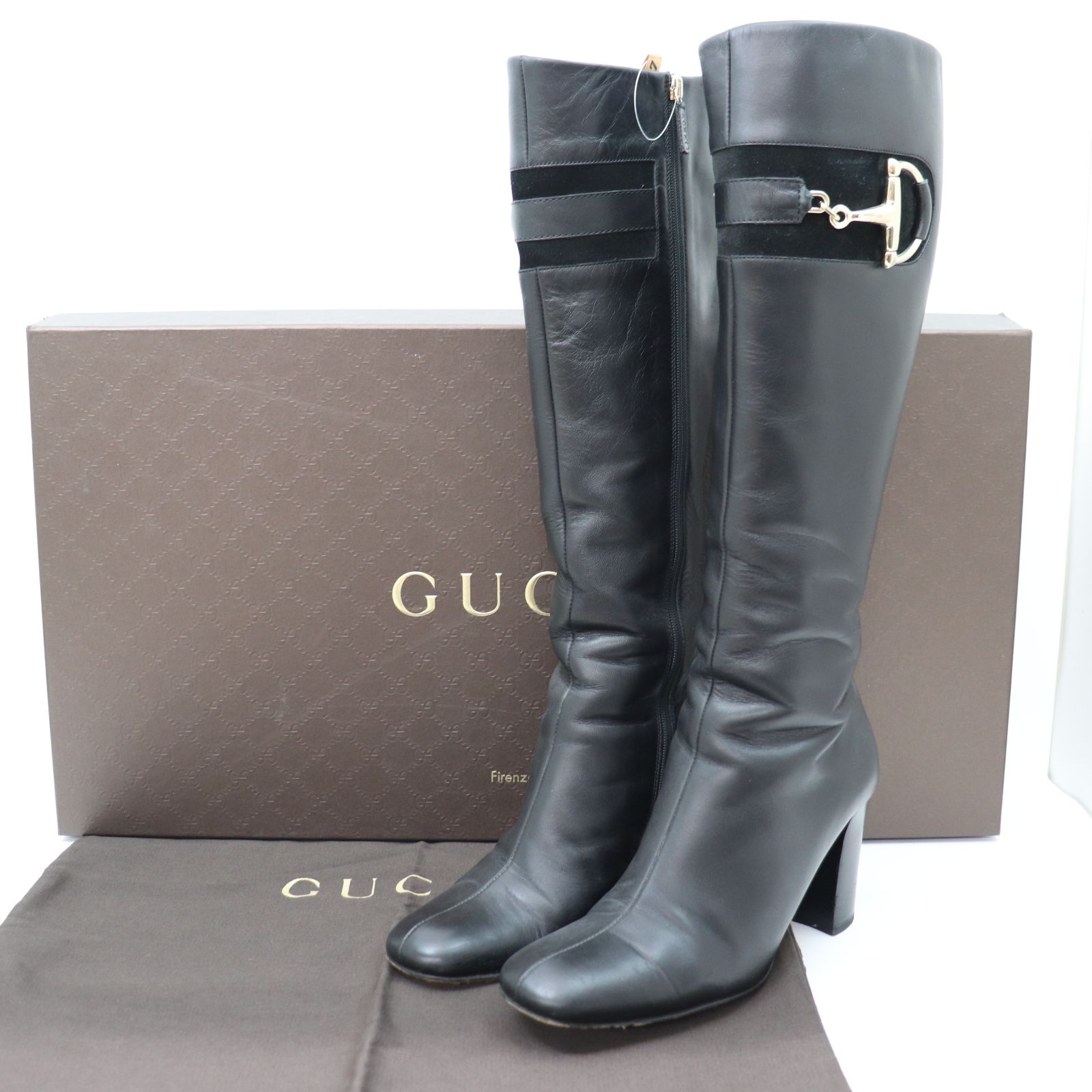 ITILCKASD8VW GUCCI グッチ レザー ホースビット ロングブーツ 217204 