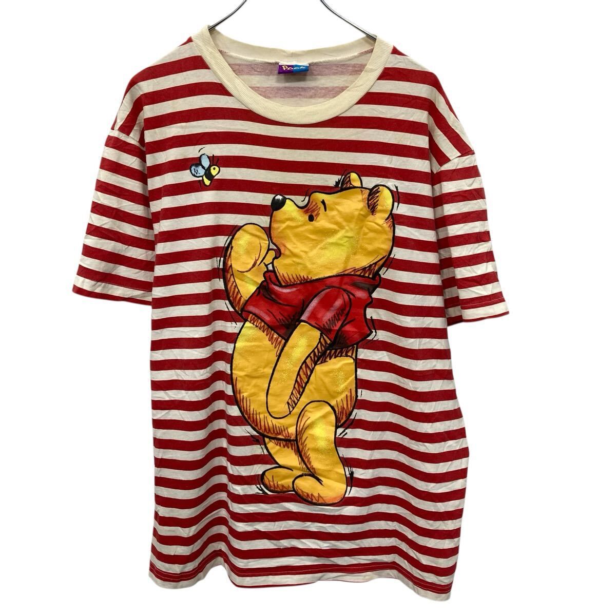 Pooh 半袖 キャラクターTシャツ XL～ レッド ホワイト プルオーバー