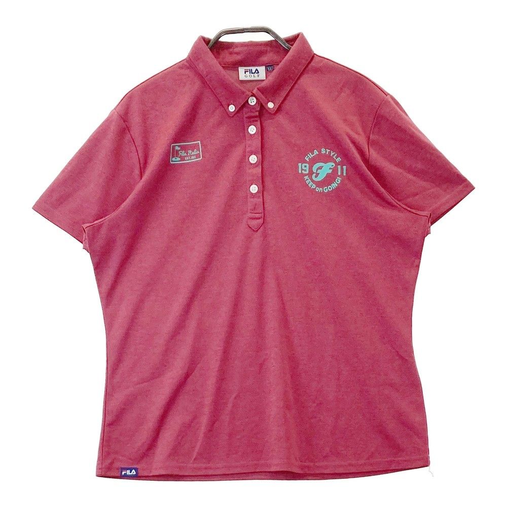 サイズ：LL FILA GOLF フィラゴルフ  半袖ポロシャツ ボタンダウン  レッド系 [240101276155]# ゴルフウェア レディース ストスト