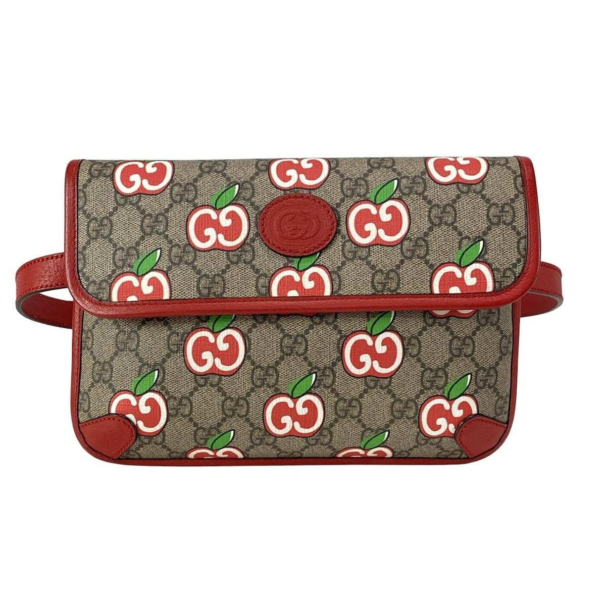 GUCCI グッチ ウエストポーチ GGアップル GGプラス GGスプリーム 625233 ダークブラウン×レッド×マルチ レザー