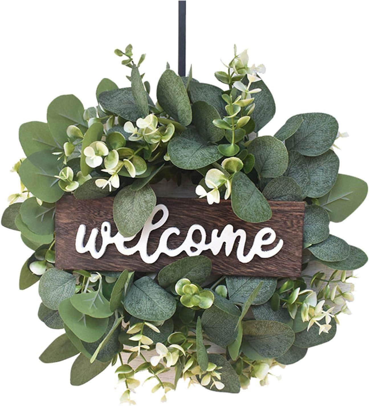 迅速発送】【Buona Vita】造花 ユーカリ リース 即納【welcome】花輪