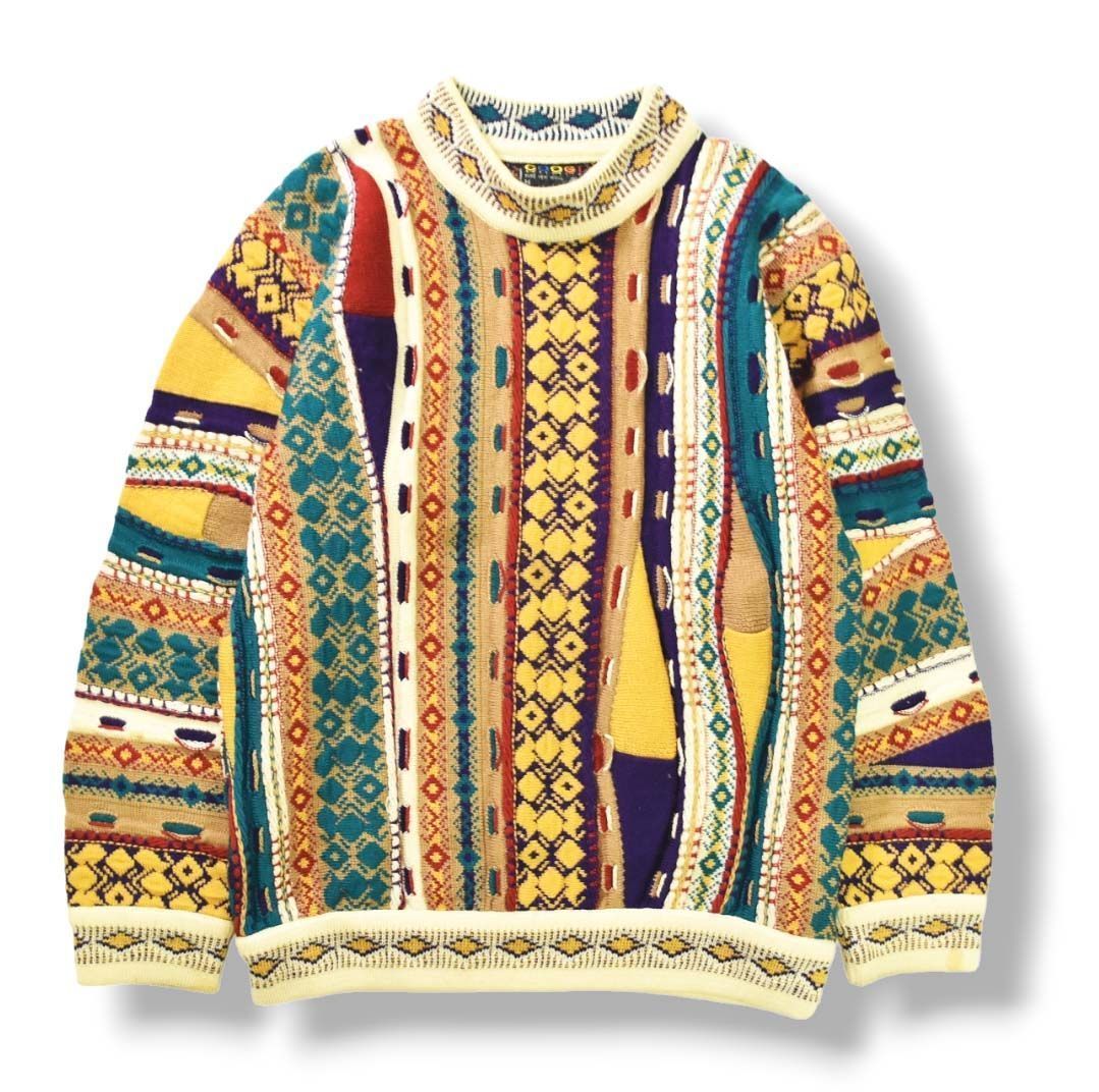 【激レア】 90sヴィンテージ クージー COOGI 立体編み 3Dニット セーター たけしニット M マルチカラー メンズ