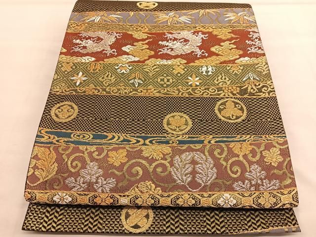 袋帯　龍 Amazon.co.jp: 未仕立 豪華作品 太箔金駒刺繍入り西陣織袋帯 昇