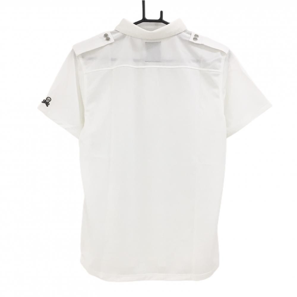 マークアンドロナ 半袖ポロシャツ 白 袖スカル メンズ L ゴルフウェア