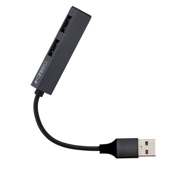 (まとめ）Digio2 USB 極薄極細 2ポートハブ STIX UH-2532GY（×2セット）