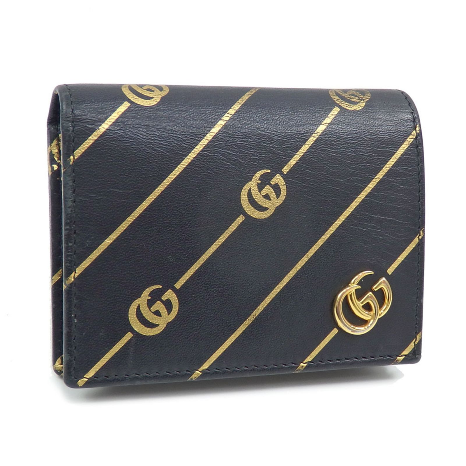グッチ Gucci グッチ 二つ折り 財布 レディース ブラック ゴールド レザー 548071 ダブルG
