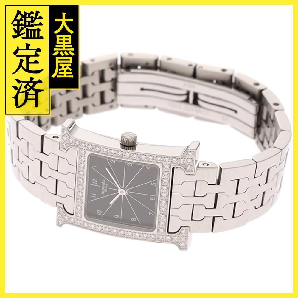 HERMES　エルメス　Hウォッチ　ダイヤベゼル　HH1.230　SS　クオーツ　レディース時計【207】2143400214900