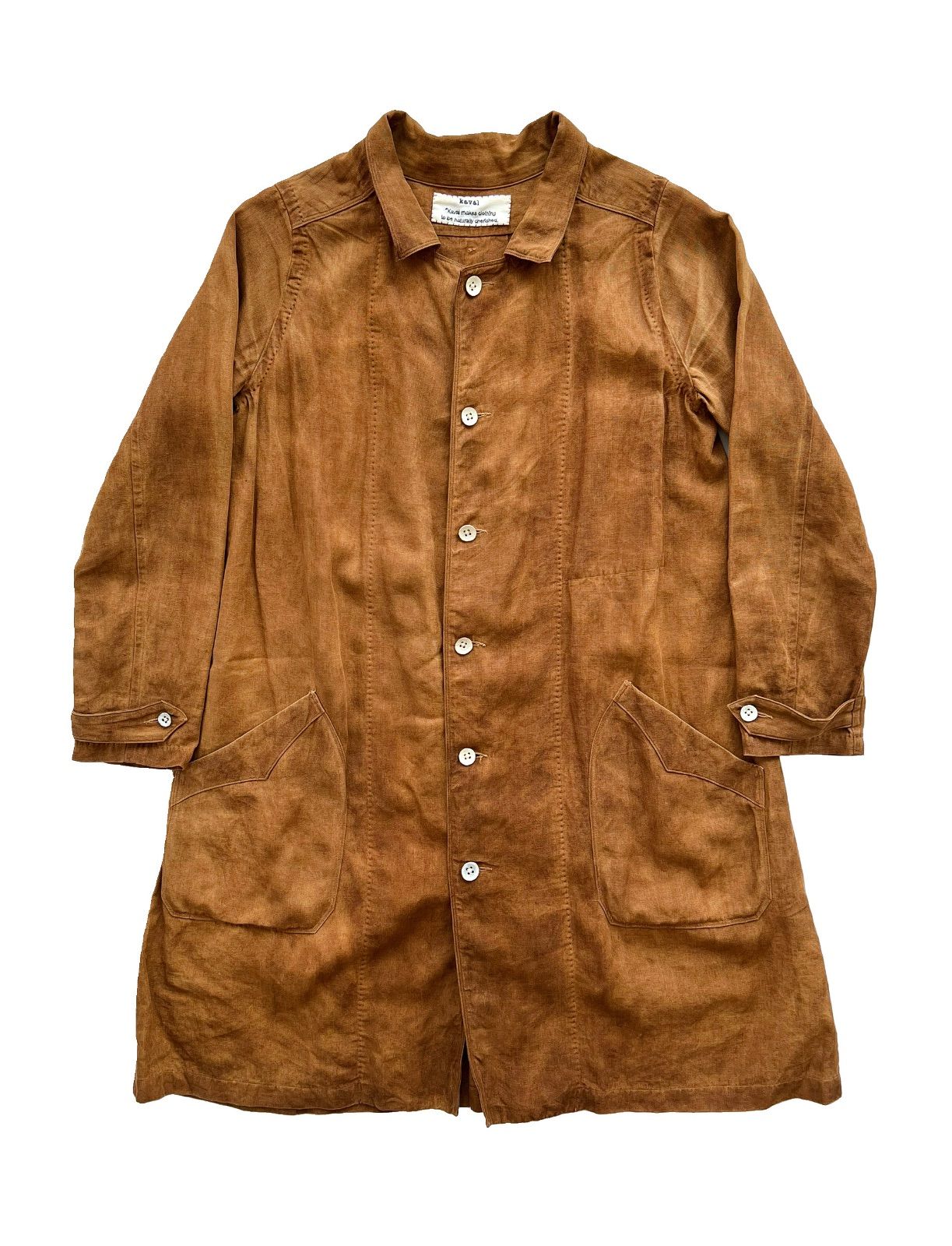 kaval カヴァル LINEN SHOP COAT リネンショップコート kakishibu dyed 柿渋染め