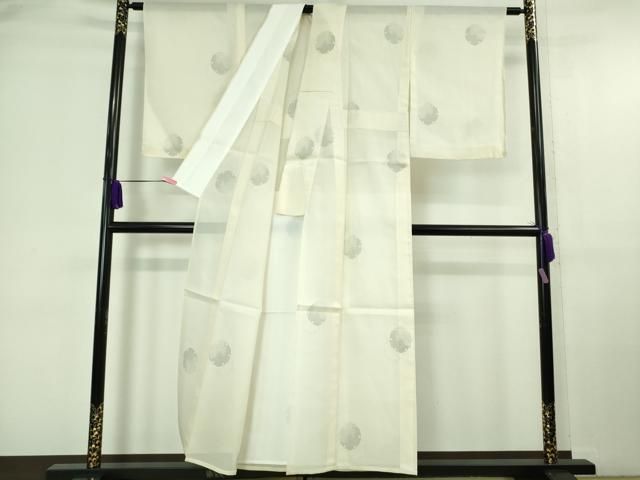 平和屋本店□極上 夏物 本場大島紬 夏大島 7マルキ 雪輪重ね 象牙色地  