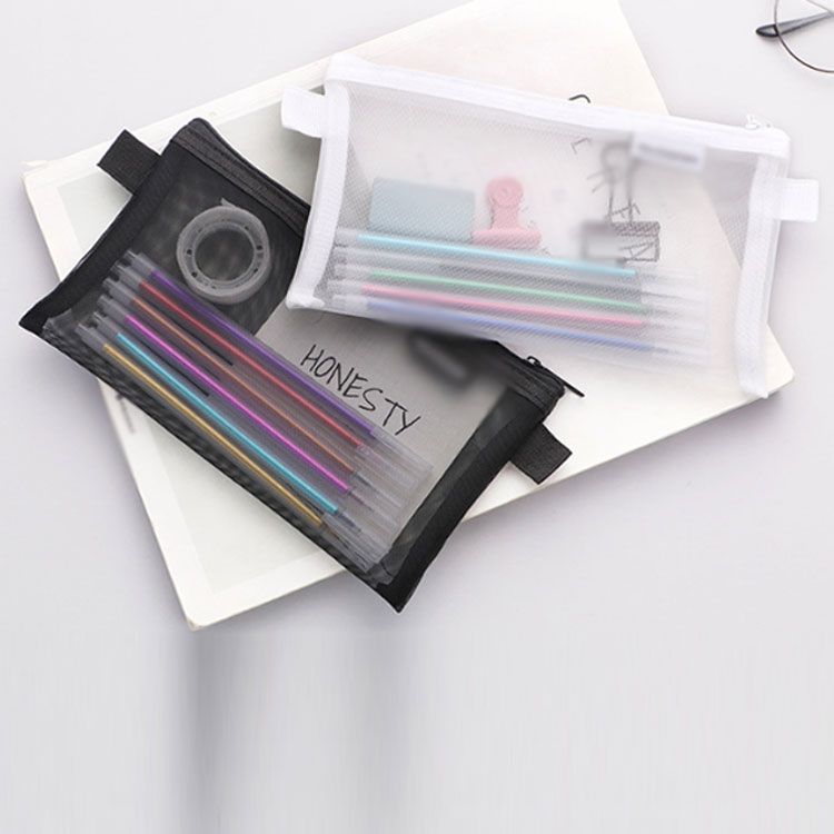 ペンケース メッシュ　筆箱　ペンポーチ 筆箱　クリア　ブラック　ポーチ Amazon.co.jp: ペンケース シンプル メッシュポーチ クリア