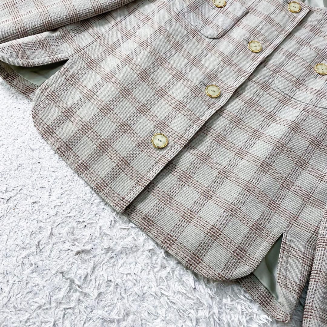 GIVENCHY ジバンシー ノーカラージャケット グレンチェック ヴィンテージ GIVENCHY ジバンシー ノーカラージャケット テーラードジャケット