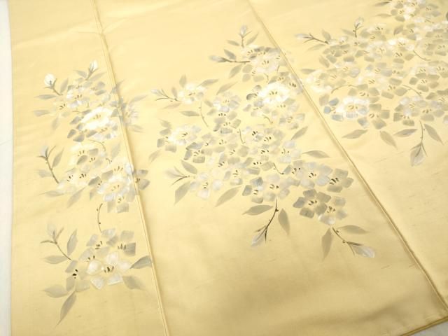 平和屋着物○訪問着 作家物 紬地 手描き 枝花文 正絹 逸品 未使用  