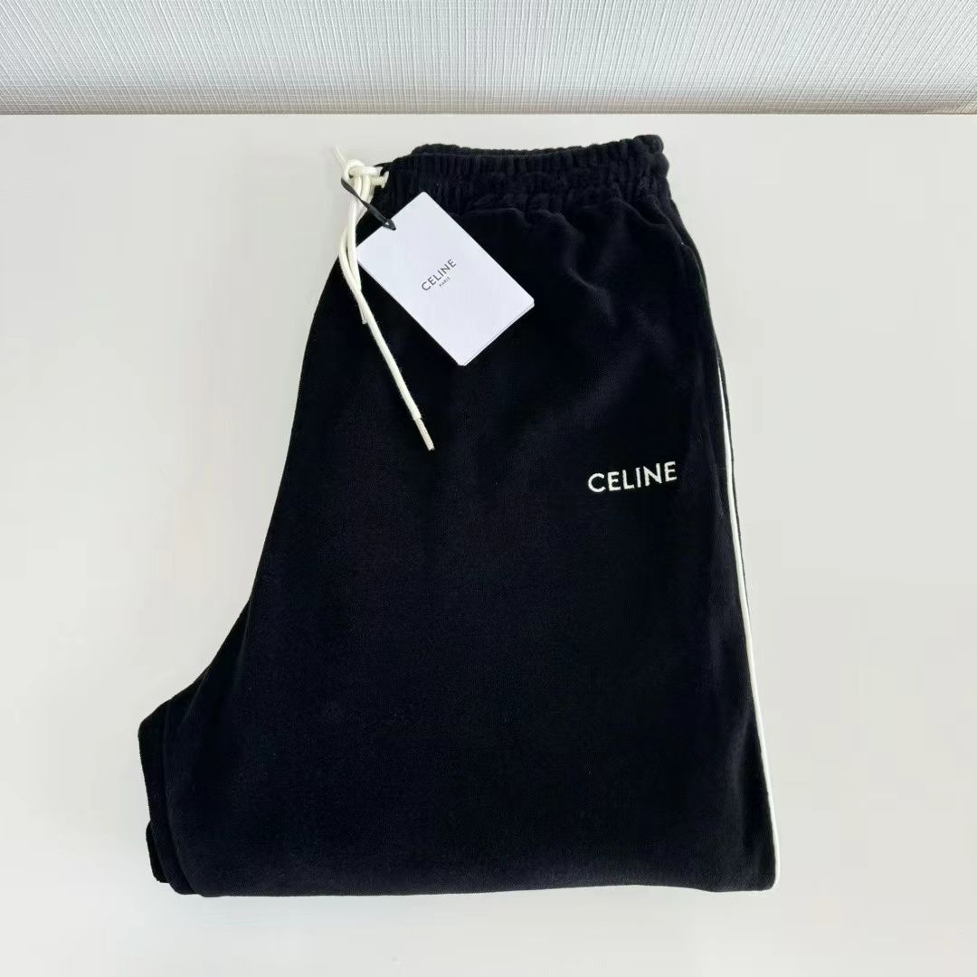 美品 CELINE ストレートジョガーパンツ ベルベット ジャージー YZERR