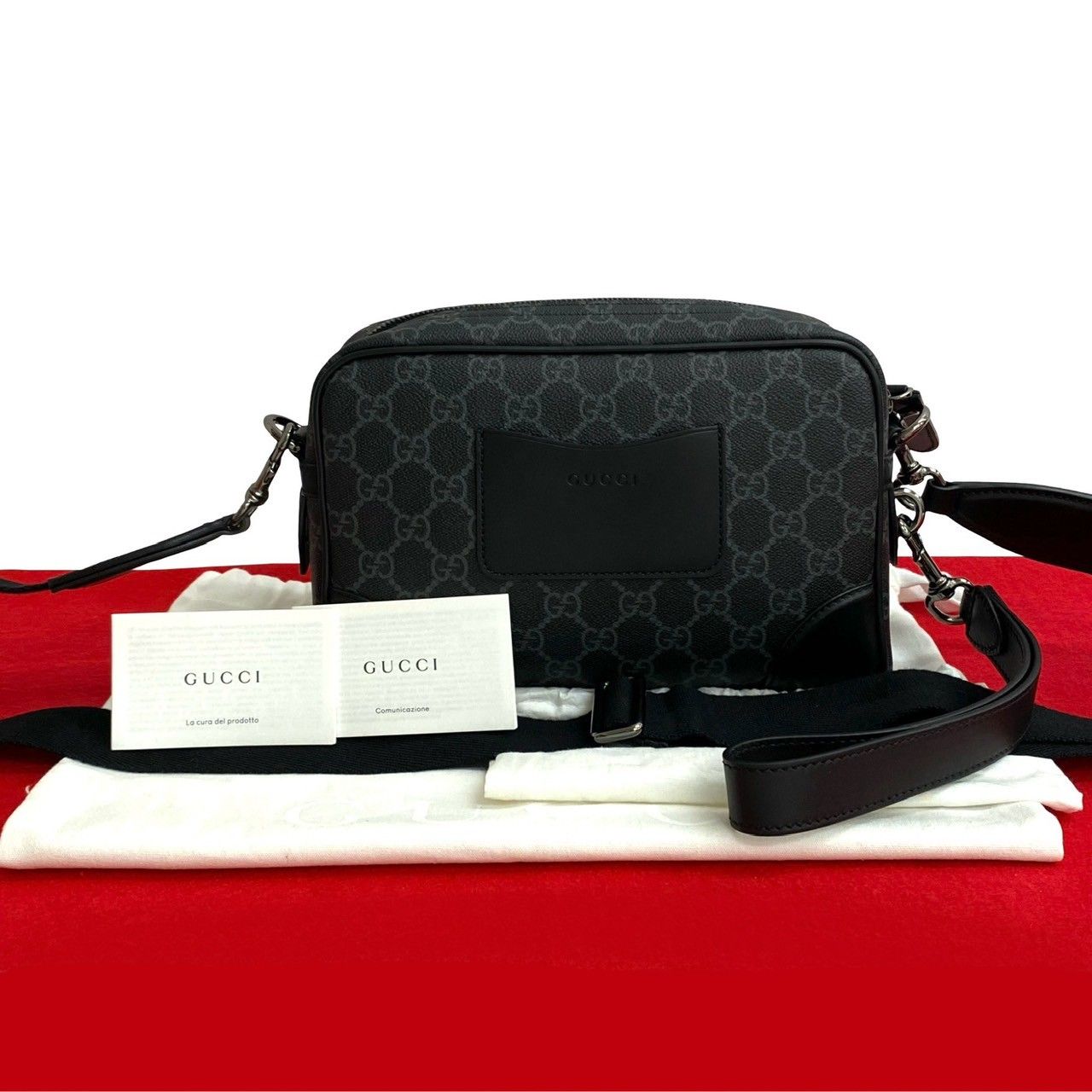 未使用保管品 袋付き GUCCI グッチ GG エンブレム スモール クロス 