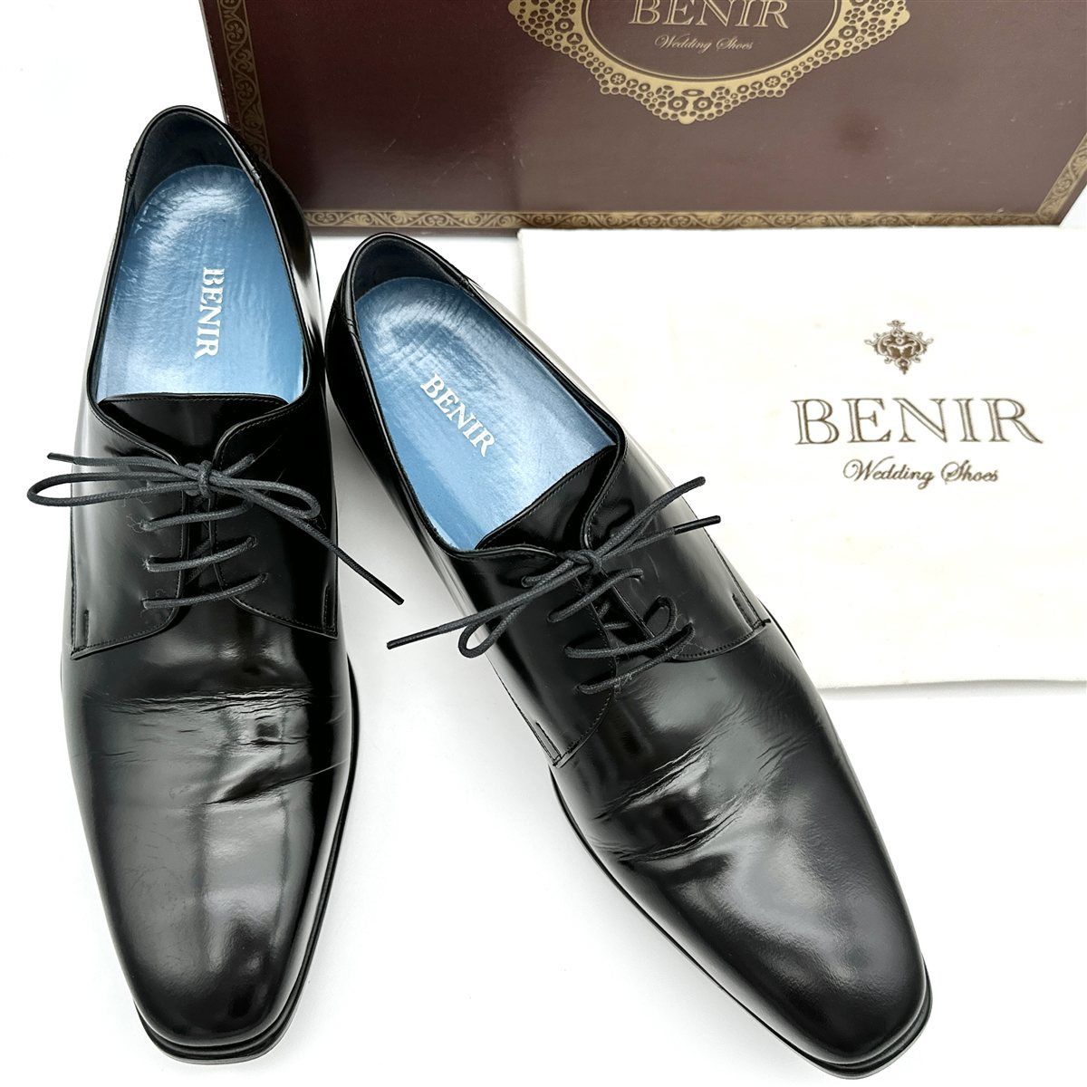 BENIR ドレスシューズ 本革 プレーントゥ ブライダル ブラック 2160T