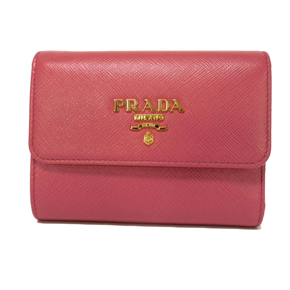 PRADA プラダ サフィアーノ 三つ折り財布 コンパクトウォレット 三角