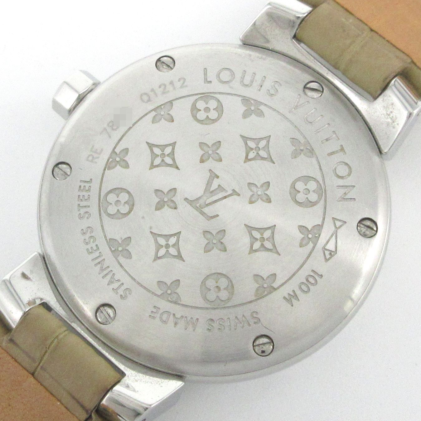 ルイヴィトン LOUIS VUITTON タンブール デイト レディースウォッチ 腕時計 Q1212 SS レザーストラップ 管理10429 LOUIS VUITTON(ルイヴィトン) タンブール Q1212 レディース腕時計の