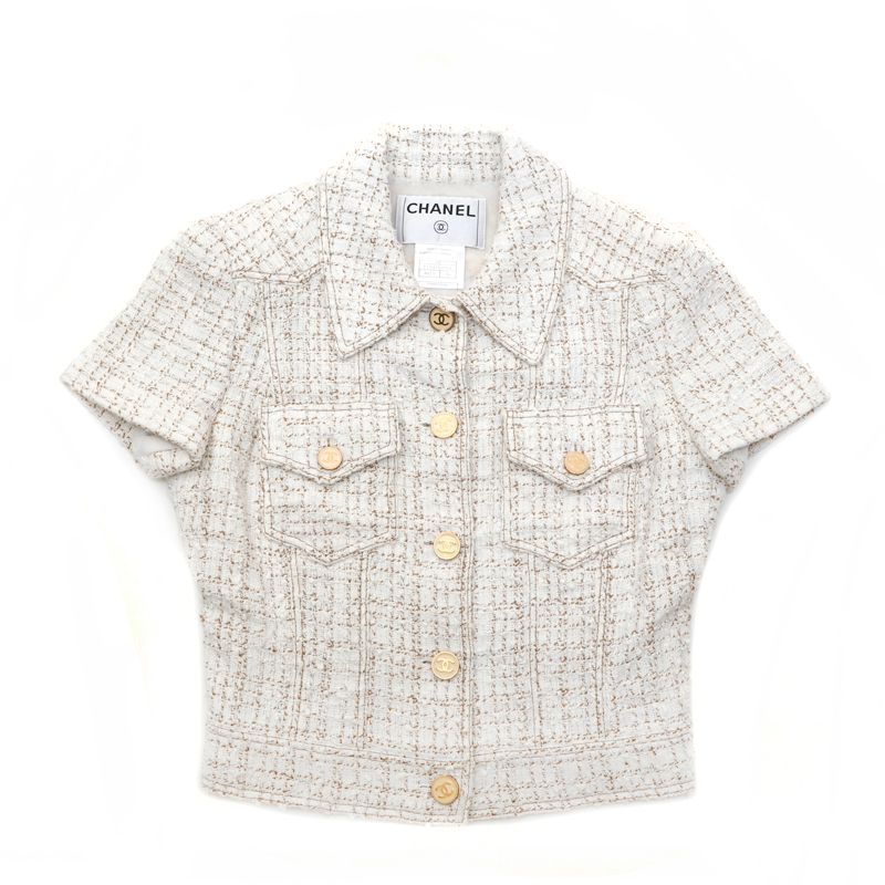 シャネル CHANEL ココボタン 半袖 ジャケット イエロー WS5190  