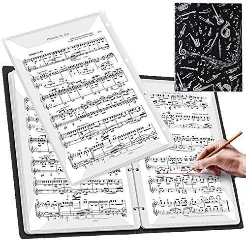 【ダサズニカケーる】楽譜を取り出さずに書き込み可能 音楽ファイル (A4， リング式（着脱式）・楽器のイラスト， 黒)