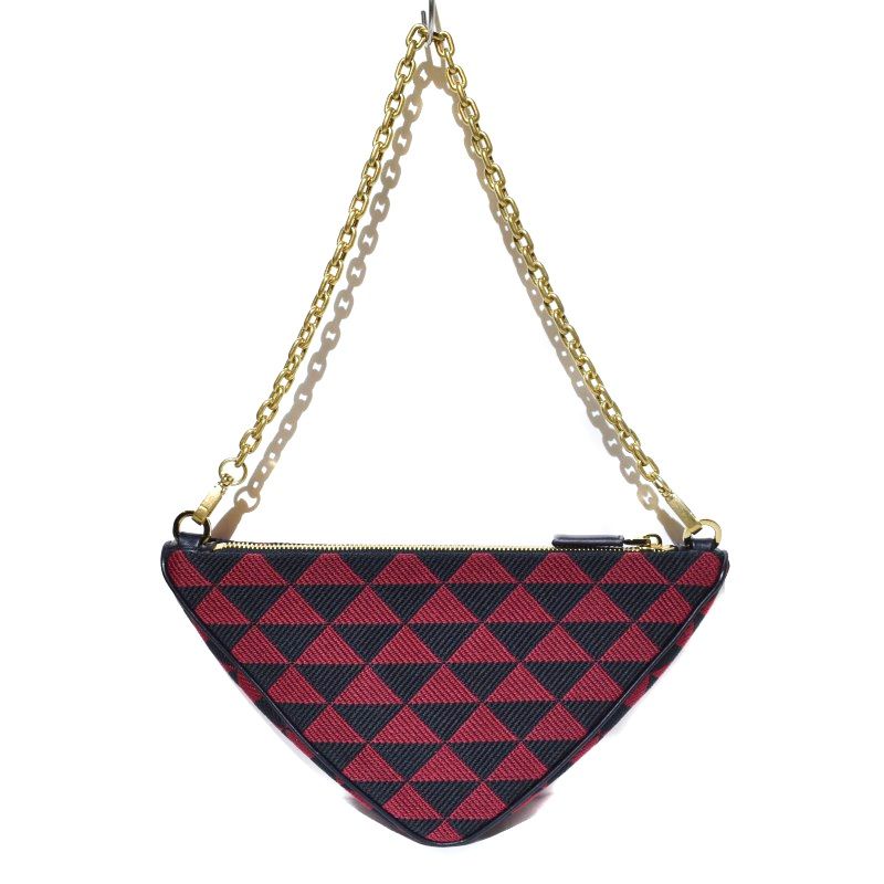 プラダ PRADA TRIANGOLO JACQU シンボル レザー ファブリック  