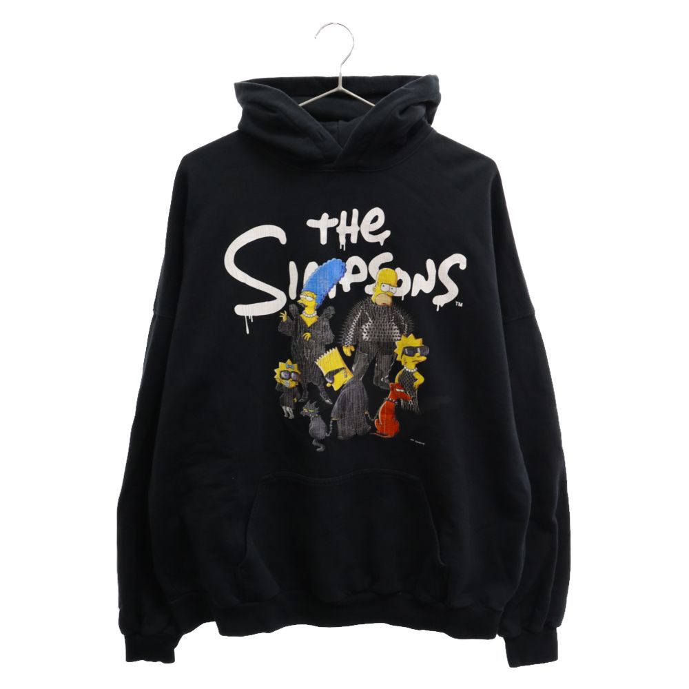 BALENCIAGA (バレンシアガ) 22SS×The Simpsons Wide Fit Hoodie シンプソンズ クラック加工プリント  ワイドフィット プルオーバーパーカー ブラック 674986 TLVG8 - メルカリ