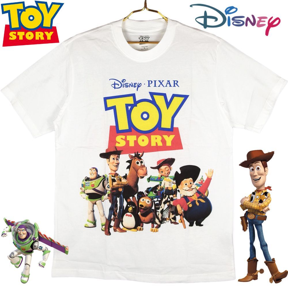 D019☆日本未発売インポート商品☆TOY STORY 新品 トイストーリー Tシャツ ホワイト ウッディ バズライトイヤー Disney ディズニー  Pixar ピクサーbuzz woody ジェシー ザーグ レックス メンズ レディース アニメ レア - メルカリ