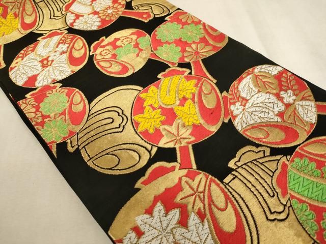 平和屋着物○両面 全通柄袋帯 花菱間道 正絹 逸品 未使用