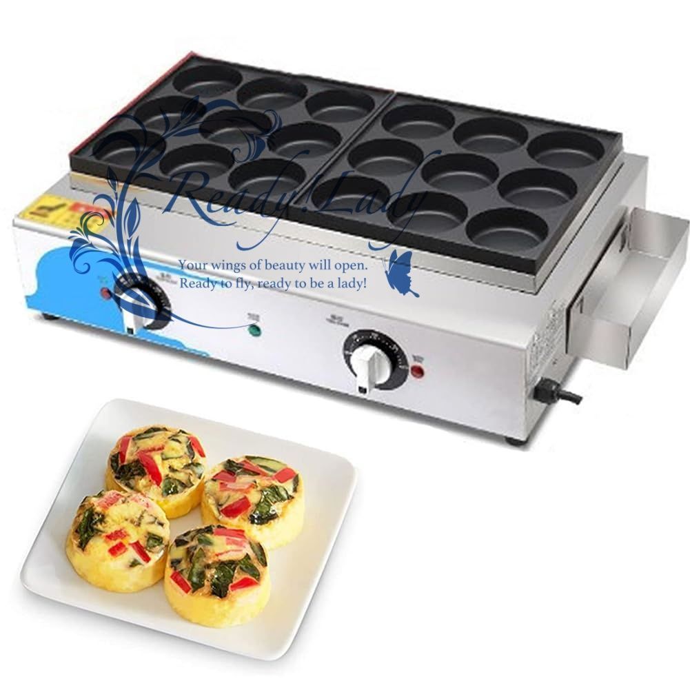 業務用小豆ケーキマシン 9穴ステンレス鋼エッグバーガーマシン 50-300℃温度制御急速加熱 2000W電気加熱ミートハンバーガーメーカーグリドル 家庭用バーガー用