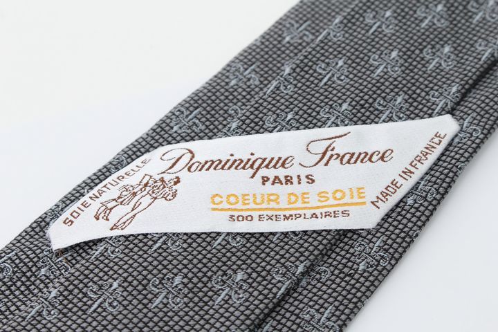 ドミニクフランス ブランドネクタイ 総柄 フランス製 クールドゥソワ シルク メンズ グレー Dominique France