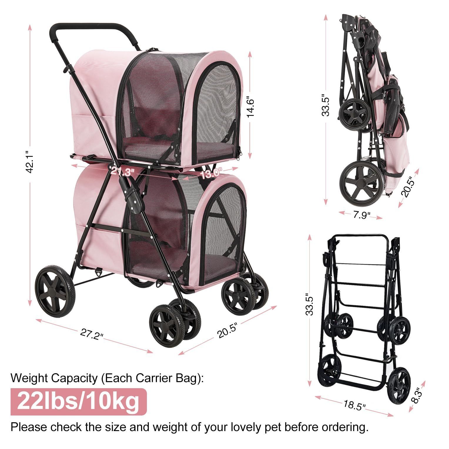 J2590ペットカート 上下2段式 ペットバギー 折りたたみ 犬用ベビーカー Amazon.co.jp: 二段式 ペット用ベビーカー 多機能 多頭用 4輪