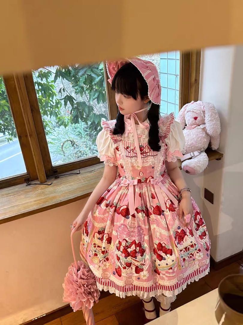 ケーキ柄ロリータワンピース 甘ロリ ピンク Mサイズ 新品