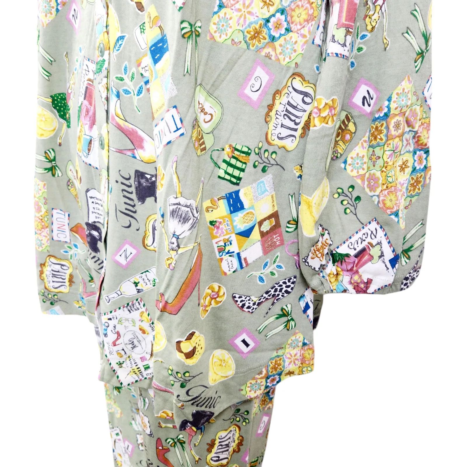 春物入荷 鴨居羊子TUNIC チュニック 長袖全開パジャマ 50強撚フライスT
