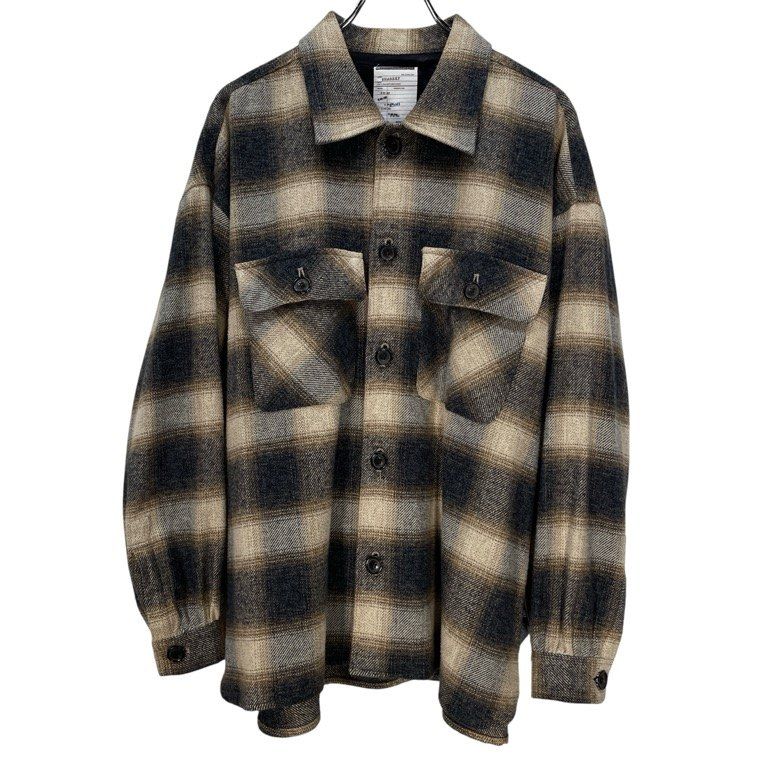 SHAREEF STUDIOUS別注 INSTRUCTIONS刺繍オーバーサイズチェックフランネルシャツ ダブルポケット ブラウス シャリーフ