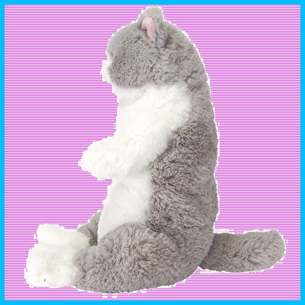 すやすや グレー 17.2×10.8×36.6cm ねこ ぬいぐるみ ひざ アニマル