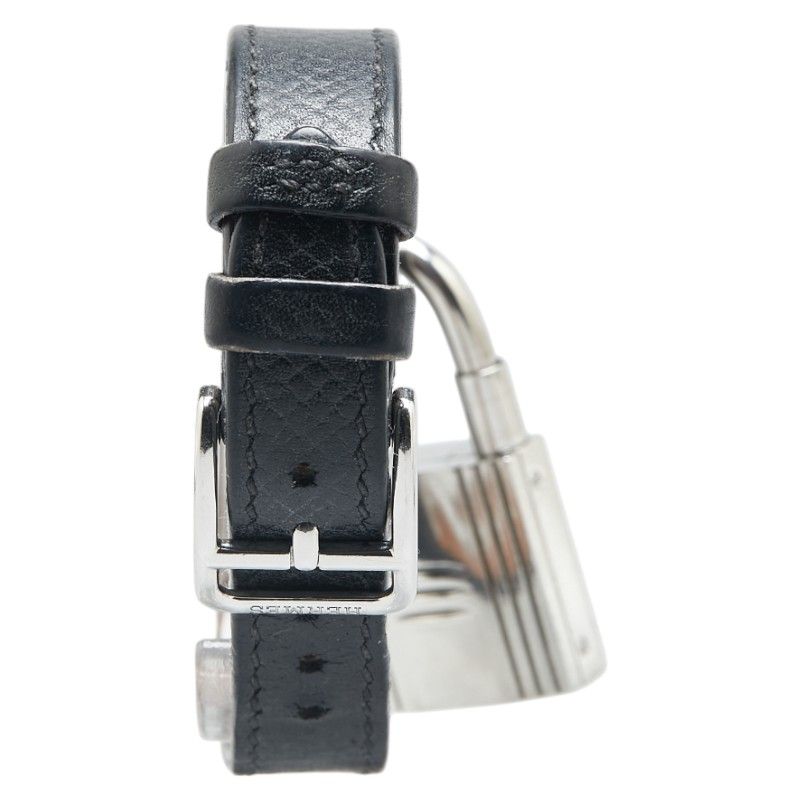 エルメス ケリーウォッチ シルバー ブラック メタル レザー レディース