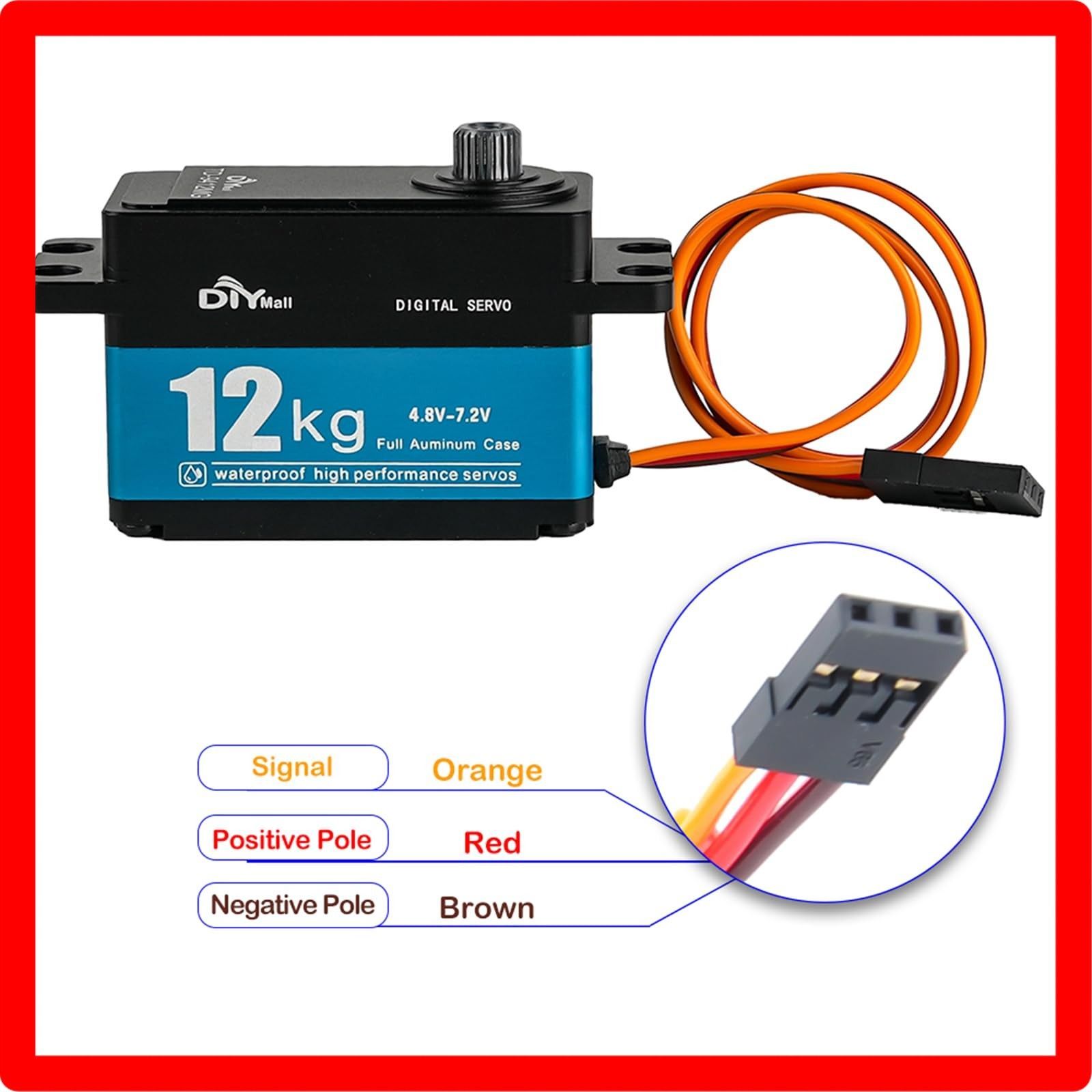 送料無料 DIYmall 12KG デジタルサーボ 高トルク フルメタルギア 180度 7.4V 防水 ロボット RC サーボ 1/10 1/8 車用