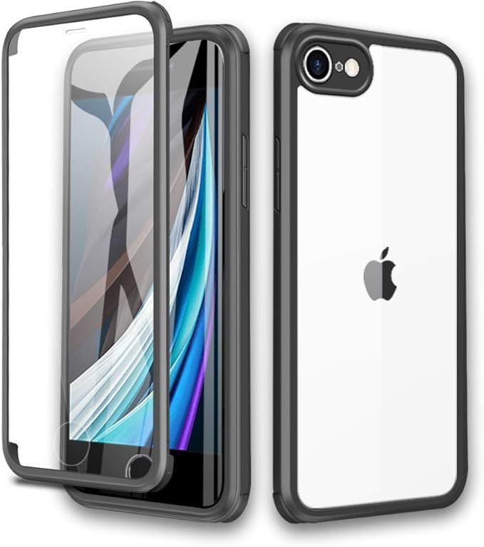 HAUTRKBG iPhone SE3 用 ケース iPhone SE2 第2世代 iPhone 8 用ケース 360全面保護 両面強化ガラス 100％画面感度フルカバー ワイヤレス充電対応 米軍MIL規格取得 耐衝撃 アイフォン se ンチ レッド 517 : HAUTRKBG iPhone SE3 用 ケース iPhone SE2 第2世代