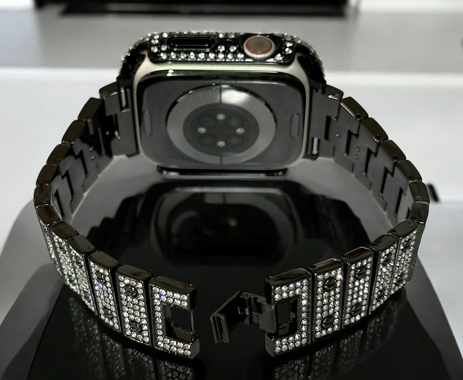 Apple Watchバンド　ラバーベルト　ステンレスカバー　クリスタルG1 Apple Watchバンド ラバーベルト ステンレスカバー クリスタルS2