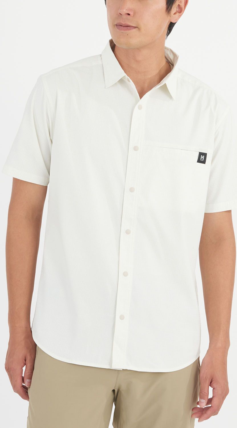 ミレー MILLET アウトドア IB CHECK SHIRT SS M シャツ 半袖 軽量 防虫機能 速乾 接触忌避剤 ペルメトリン インセクトバリヤー 虫を寄せ付けにくい 夏 ポリエステル N 8014 FOGGYDEW