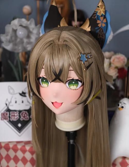 全頭マスク カツラ付き NO.1012 衣装付き フルマスク ドール ヘッドロリータ人形 コスプレ マスク 仮装 着ぐるみ コスチューム