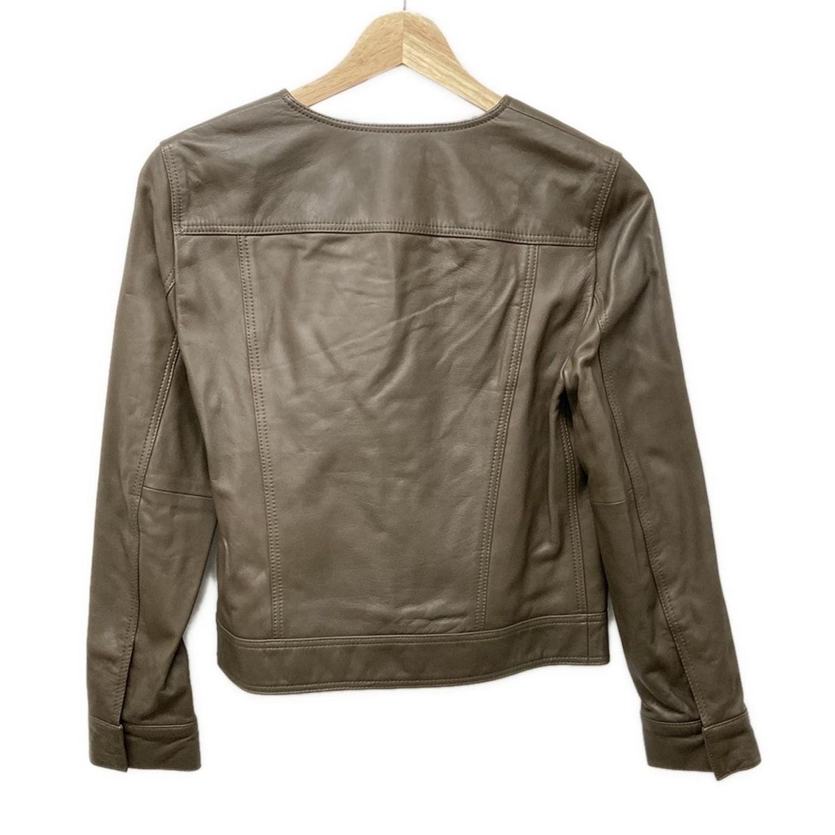 theory セオリー ライダースジャケット サイズS レディース - ダークブラウン 長袖 レザー ジップアップ 春 秋