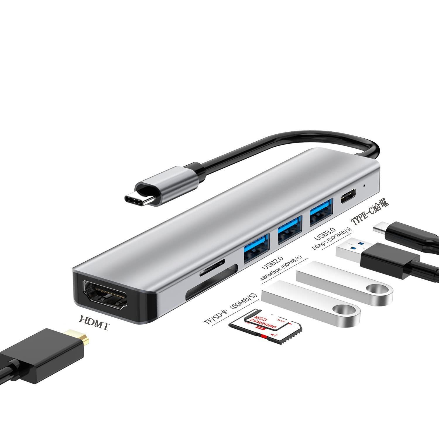 USB 変換アダプタ USB C ハブ 7-in-1 USB C-HDMI変換ア - メルカリ