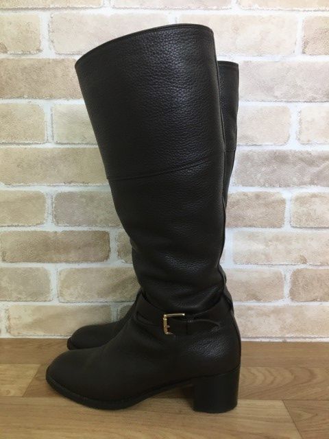 【中古】MAX MARA ﾏｯｸｽﾏｰﾗ ﾌﾞｰﾂ ﾛﾝｸﾞ ﾍﾞﾙﾄ ｼﾞｯﾌﾟｱｯﾌﾟ ﾚｻﾞｰ ﾌﾞﾗｳﾝ 37 33828688