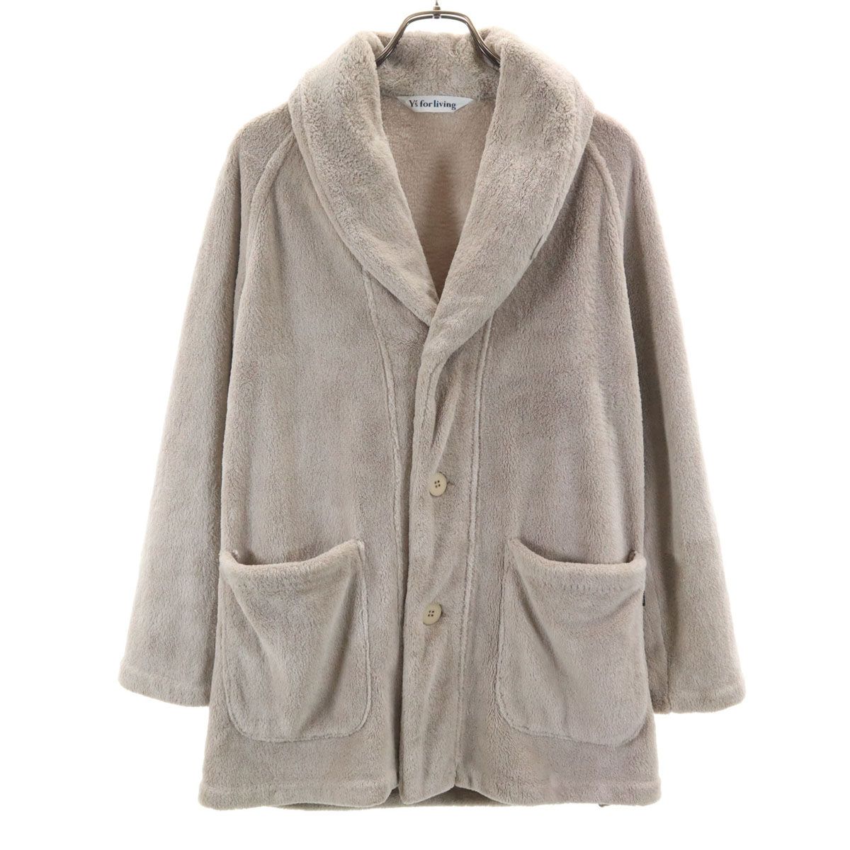 Y’s for living ワイズフォーリビング 長袖 ショールカラー フェイクファー カーディガン ベージュ ヨウジヤマモト レディース Y's for living ワイズフォーリビング 長袖 ショールカラー フェイク