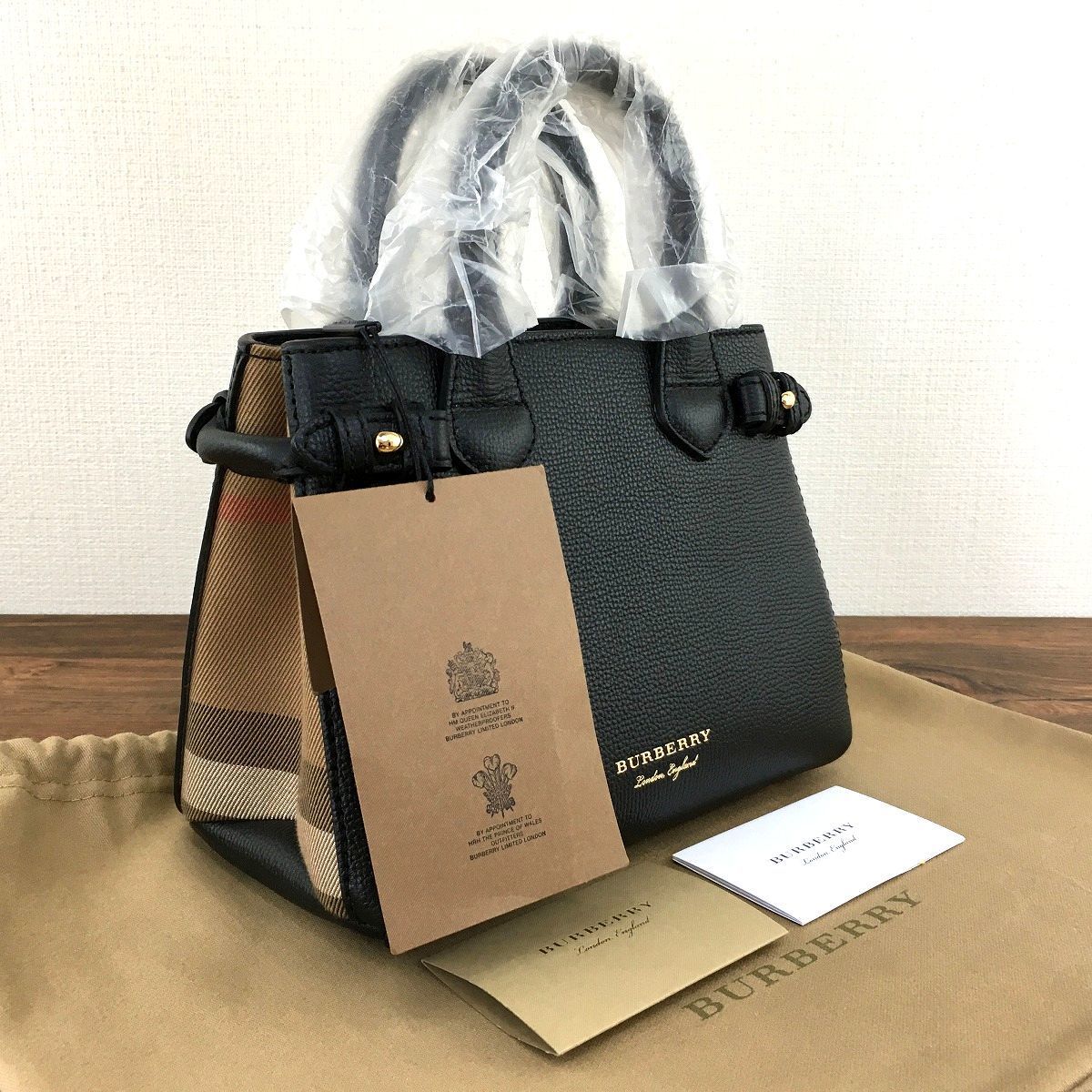 未使用品 BURBERRY ハンドバッグ 黒 チェック柄 208 - 通販 - csa