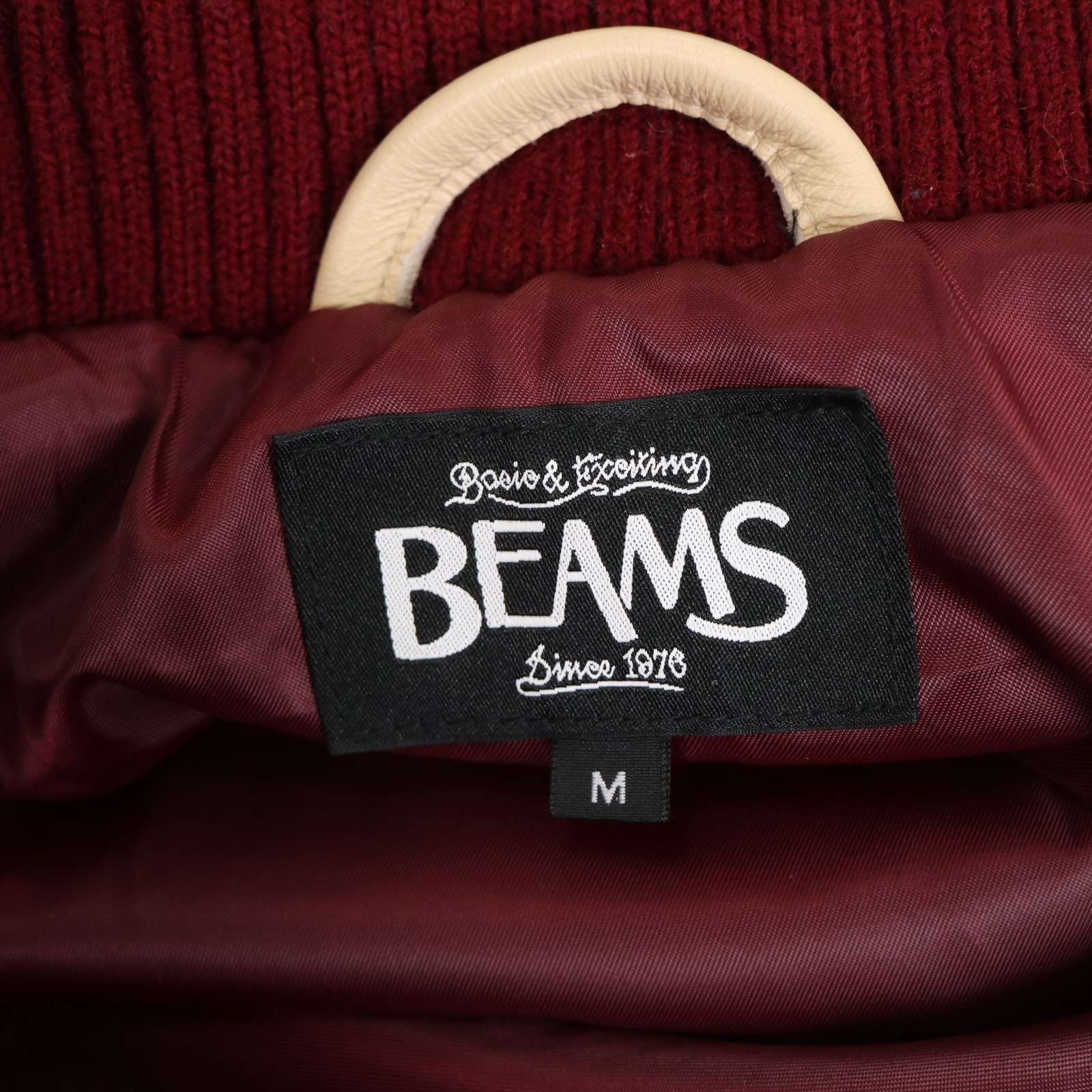 BEAMS ビームス 秋冬 袖革☆ 牛革 カウ レザー × ウール スタジャン